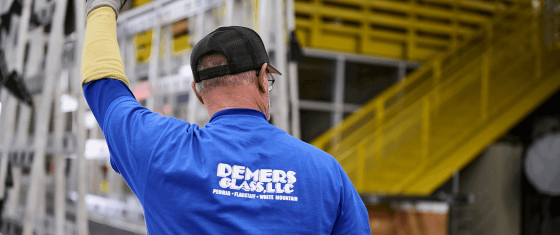 demes glass technician in warehouse