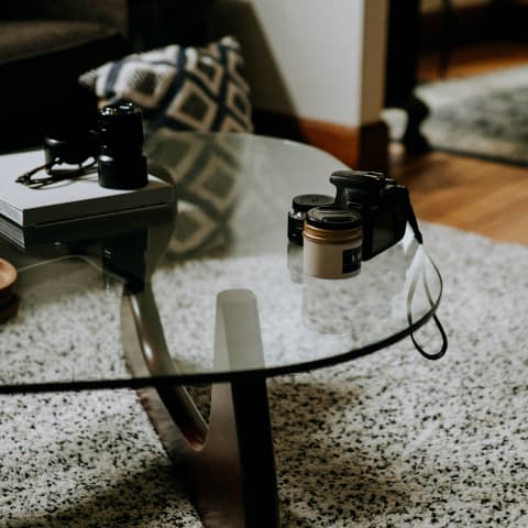 Detailed shot of a glass table