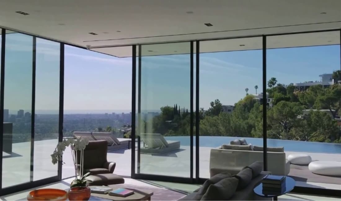 residential automated sliding doors outside view