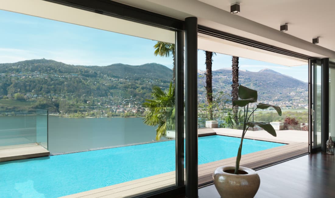 residential automated sliding doors to the pool