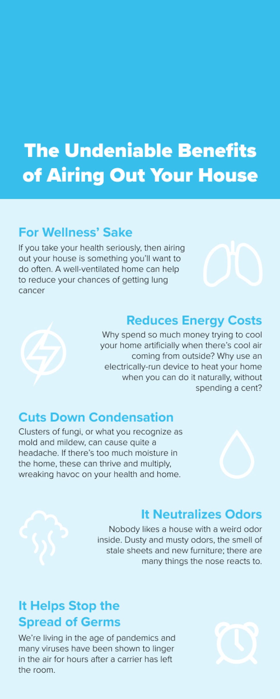 Benefits of airing out your house infographic