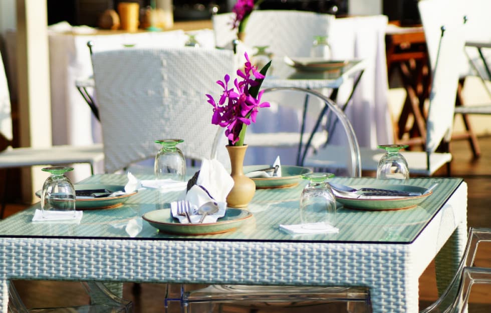 Decorated glass table