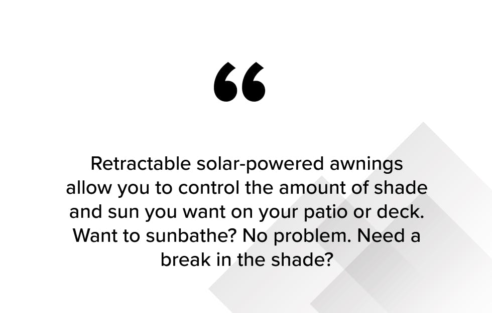 Retractable solar-powered window awning block quote 2